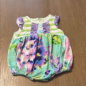 Floral Baby Romper with Stripes